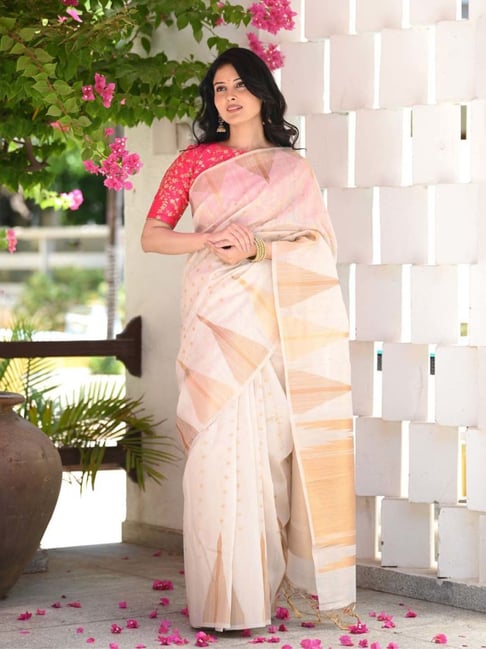 Ivory Tissue Silk Saree Set Design by Mimamsaa at Pernia's Pop Up Shop 2024