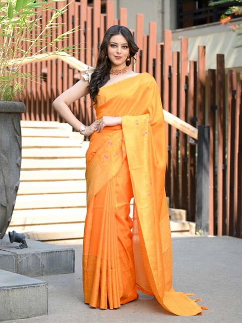 Orange Mysore Silk Saree | Mysore silk saree, Silk sarees, Silk