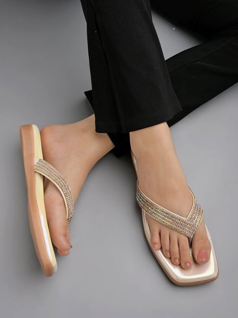 Buy Shoetopia Women s Golden Thong Sandals for Women at Best Price