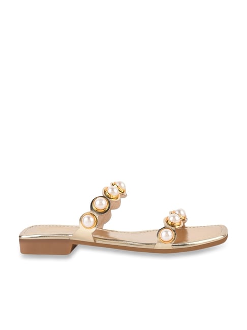 Gold Pearl Rhinestone Heels - Peep-Toe Heels - Ankle Strap Heels - Lulus