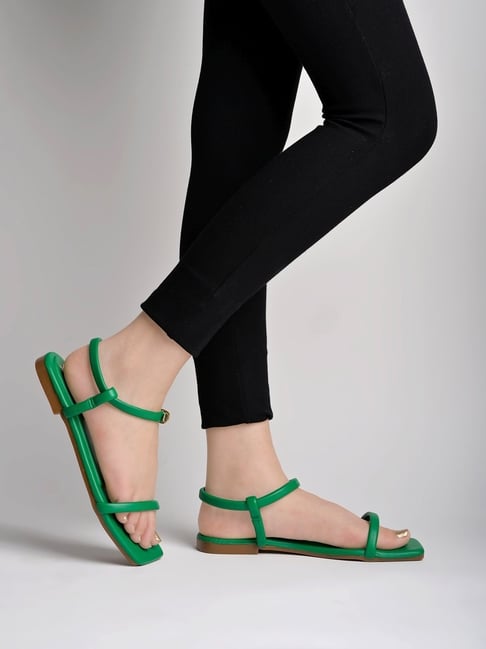 Flat Sandals Ajio Online Shopping Sandals Shoetopia Women's Green