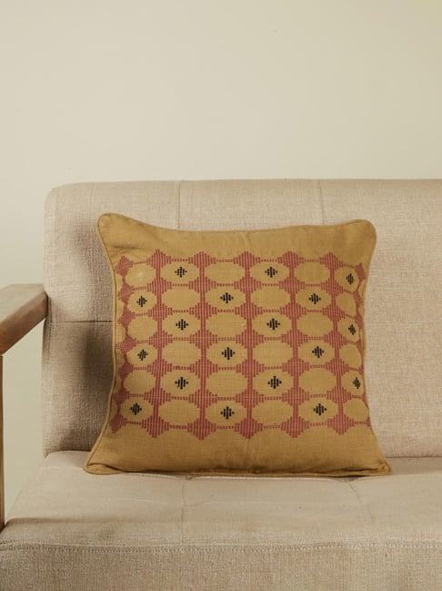 Buy Fabindia Yellow Cotton 66 TC 180 GSM Chattai Cushion Cover at Best Price Tata CLiQ