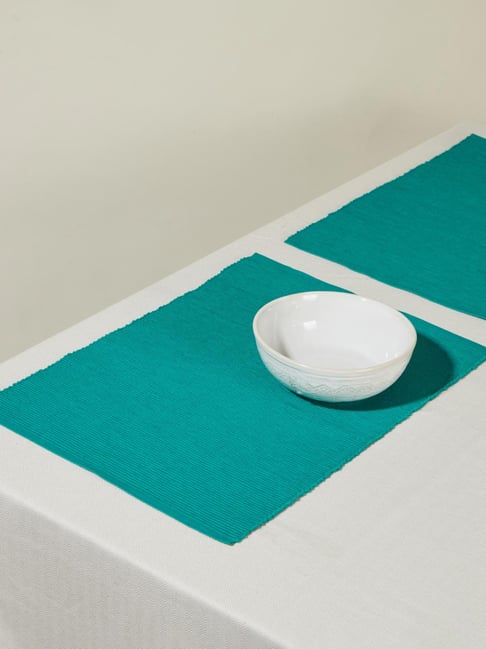 Fabindia Teal Cotton 600 TC 600 GSM Prithi Table Mat - Set of 6-image-12