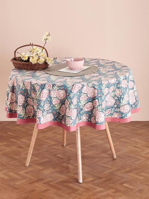 Fabindia Multicolor Cotton 116 TC 163 GSM Gulab Khas Round Dining Table Cover - Set of 4
