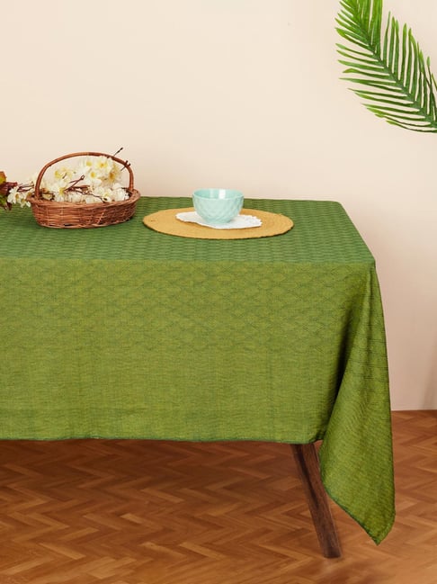 Fabindia Green Cotton 68 TC 175 GSM Suhana Table Cover - Set of 8