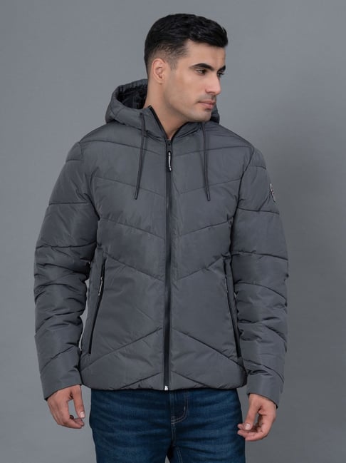 Red Tape Steel Grey Regular Fit Hooded Padded Jacket