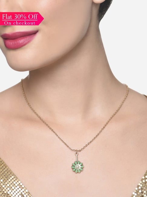 Buy Green Stone Flower Necklace in India | Chungath Jewellery Online- Rs.  75,990.00