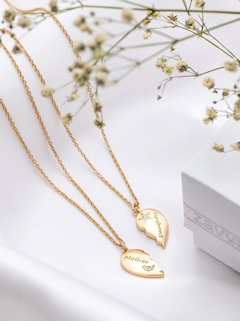 Buy MOTHER DAUGHTER Jewelry, 24K Gold 2 Necklaces Two Hearts Mother's Day  Gift Christmas Gift Online in India - Etsy