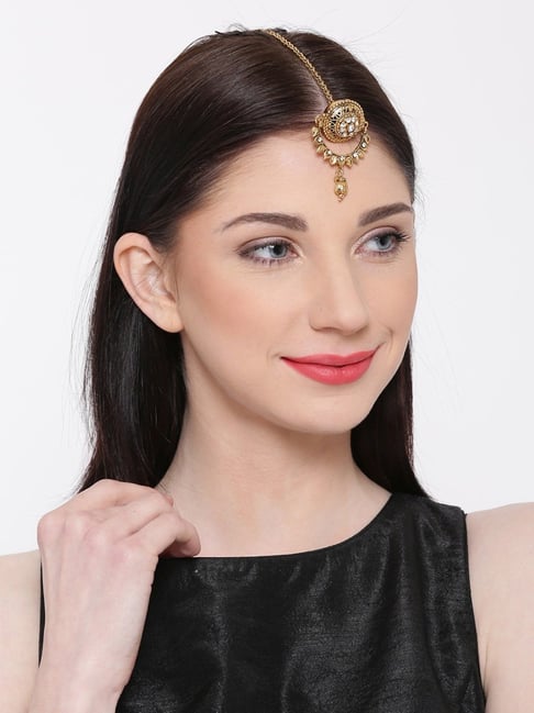 Zaveri Pearls Antique Gold Tone Traditional Borla Style Maang Tikka-ZPFK5623