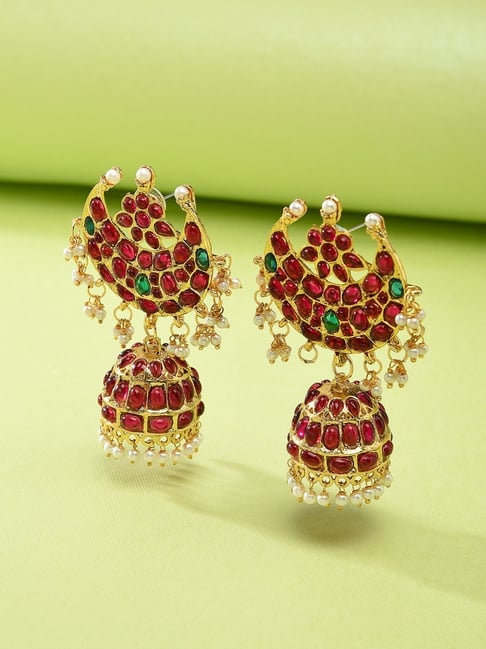 Small Gold Indian Jhumka Earrings Temple Indian Earrings Pearl Jhumka  Earrings Traditional Earrings Temple Jewelry South Indian Earrings - Etsy