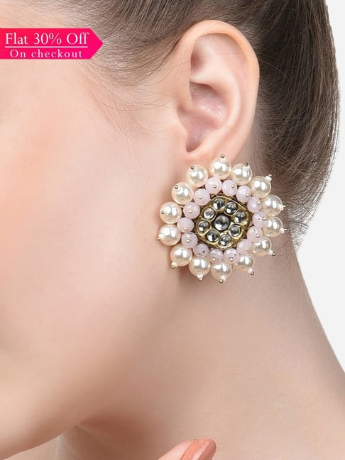 ANTICO Traditional Ethnic Fancy Pearl Studded Gold Platted Oxidised Statement  Earrings for Girls and Women.