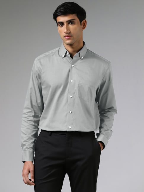 Linen Formal Grey Solid Shirt - Nerd