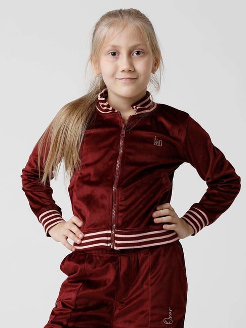 Kate & Oscar Kids Wine Cotton Embellished Full Sleeves Sweatshirt-picture-29