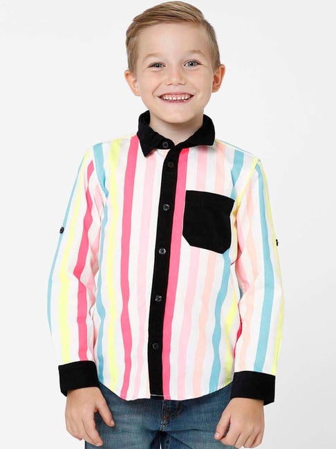 Kate & Oscar Kids Multicolor Cotton Striped Full Sleeves Shirt-picture-34