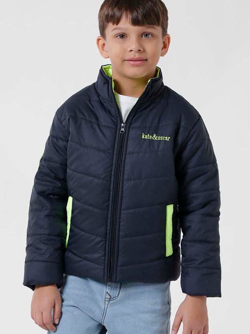 Kate & Oscar Kids Navy Quilted Full Sleeves Jacket-picture-20