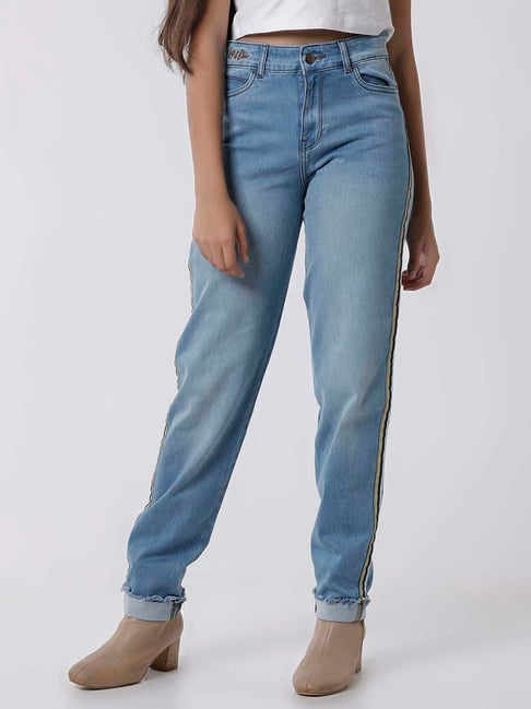 Kate & Oscar Girls Blue Cotton Regular Fit Jeans