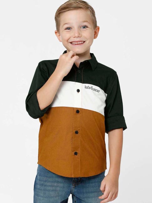 Kate & Oscar Kids Multicolor Cotton Color Block Full Sleeves Shirt-picture-35
