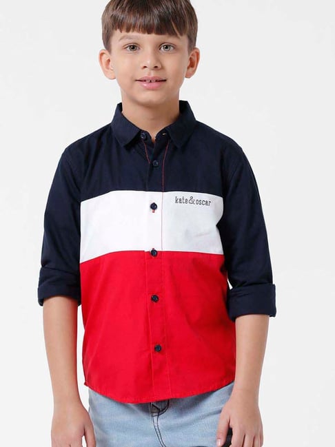 Kate & Oscar Kids Multicolor Cotton Color Block Full Sleeves Shirt-picture-25