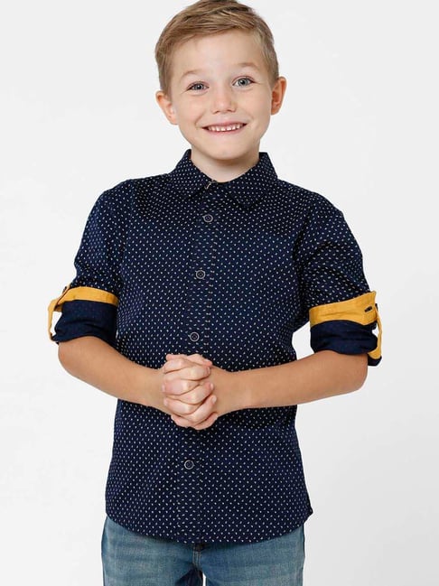 Kate & Oscar Kids Navy Cotton Printed Full Sleeves Shirt-picture-47