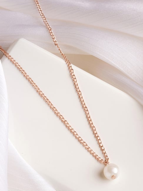 Joker Witch Rose-Gold Tone Pearlo Rose Charm Necklace