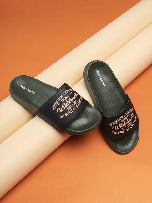 Red Tape Men s Olive Slides