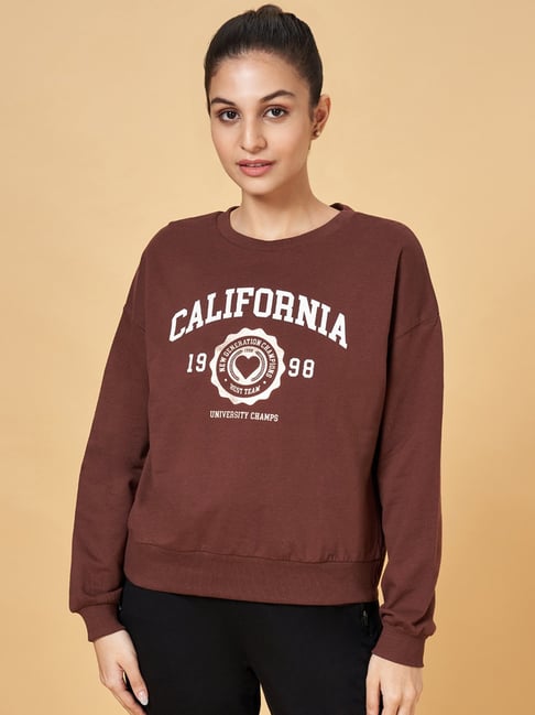 Ajile by Pantaloons Brown Cotton Printed Sports Sweatshirt-picture-34