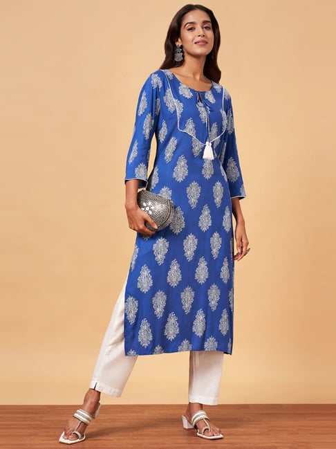 YU by Pantaloons Grey Printed A Line Kurta