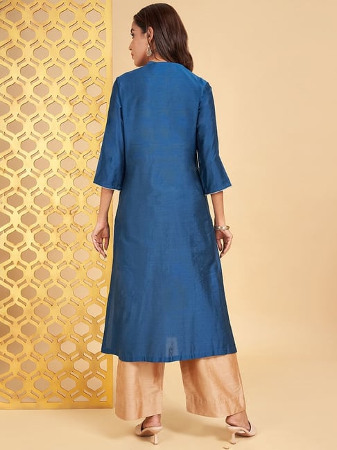 Rangmanch By Pantaloons Blue Embellished A Line Kurta