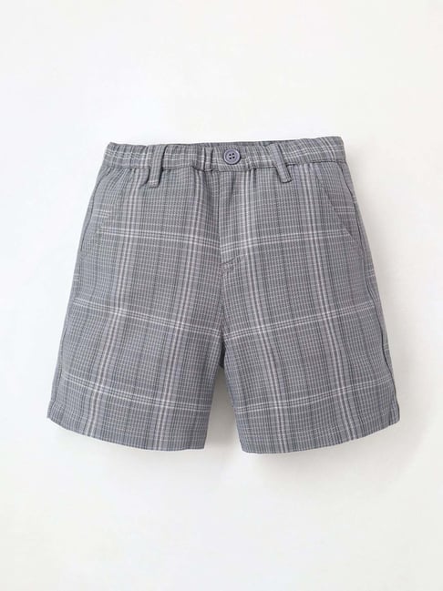 Cherry Crumble By Nitt Hyman Kids Grey Cotton Chequered Shorts-picture-22