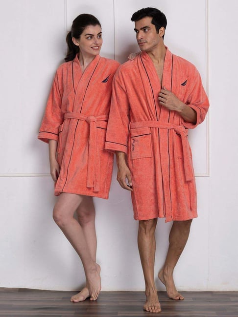 Nautica Highline Coral Cotton 500 GSM Ultra Soft Bath Robe - Set of 2