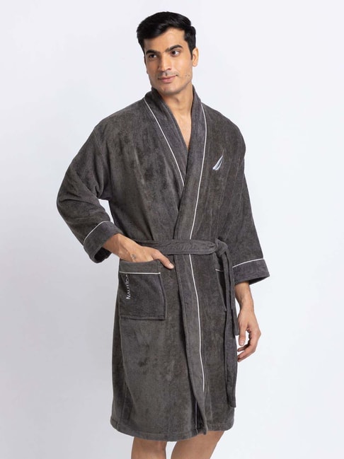 Buy ELEVANTO Bathrobe for Women Micro Terry Cotton Towel Robe | Soft and  Easy to Absorb & Dry| Unisex Bathrobe(GREY-NAVY-F-M) Online at Low Prices  in India - Amazon.in