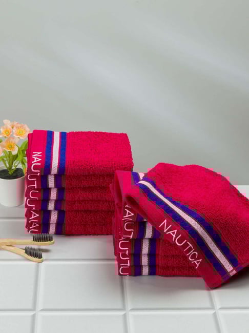 Nautica Vintage Crew Stripe Burgundy Cotton 500 GSM Super Soft Zero Twist Face Towel - Set of 12-picture-36