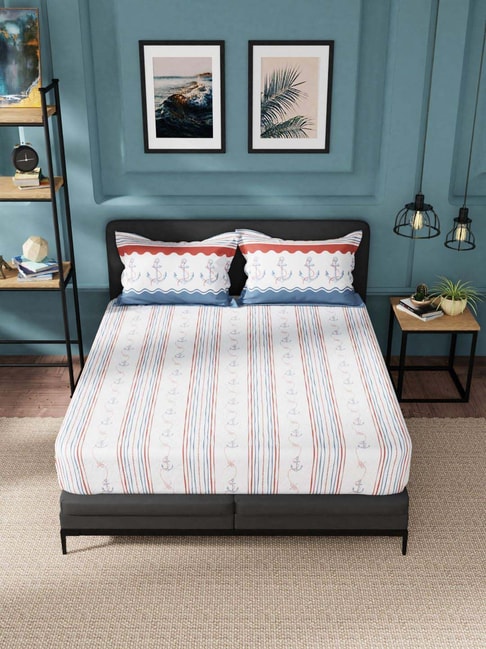 Buy Nautica Fairwater Red & Blue King Bed Size With Pillow Covers