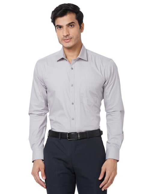 Park Avenue Grey Slim Fit Shirt-image-31