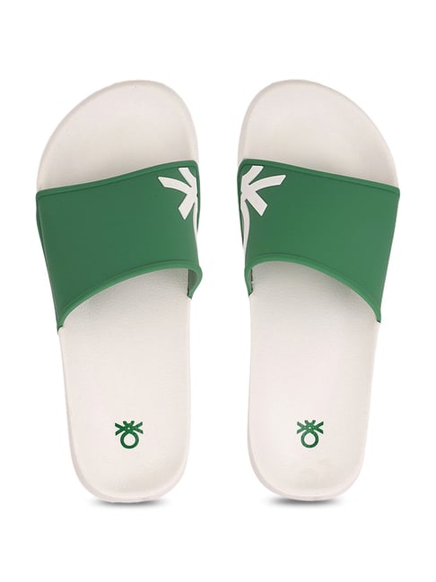 Buy United Colors of Benetton Men's Green Slides for Men at Best