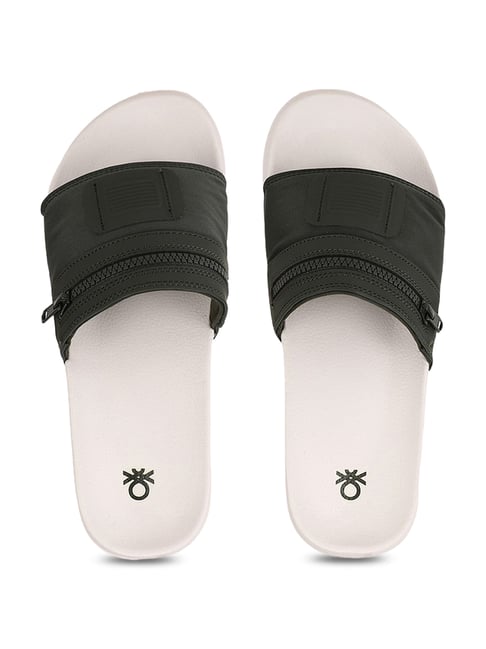Buy United Colors of Benetton Men's Olive Slides for Men at Best