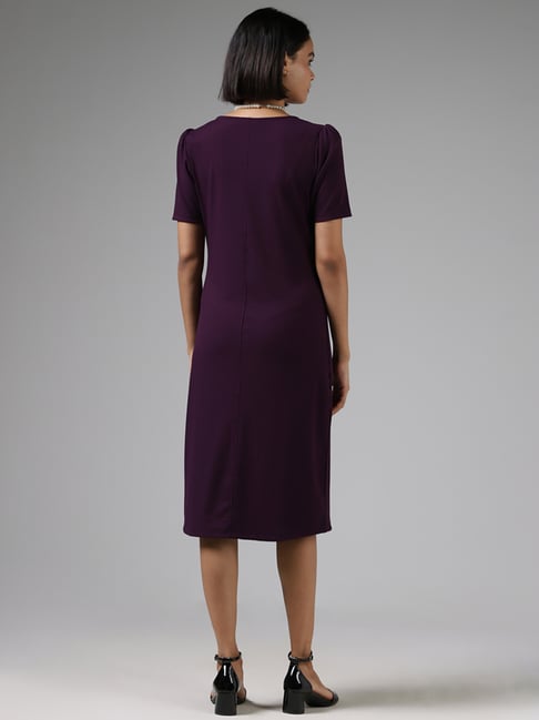 open lace back dress Purple Cotton Gothabilly Dress