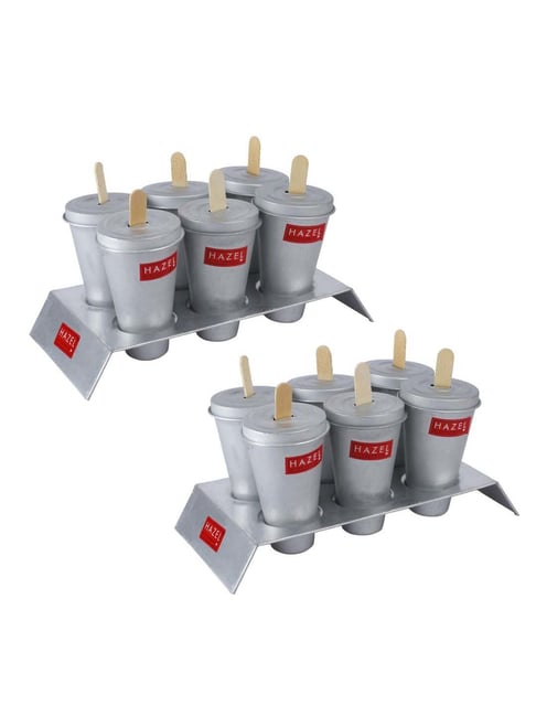 HAZEL Silver Aluminium Cylindrical Reusable Ice Cream Maker Popsicle Moulds (0.13 L) - Set of 12-picture-38