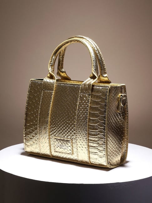 HauteSauce Gold Croc Textured Medium Leather Mini Handbag-picture-28