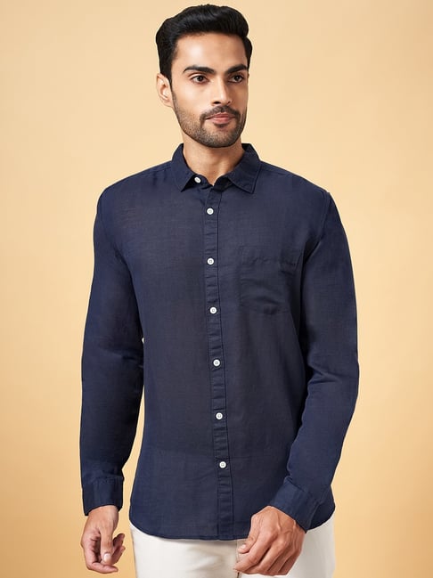 Byford by Pantaloons Indigo Cotton Linen Regular Fit Shirt-picture-21