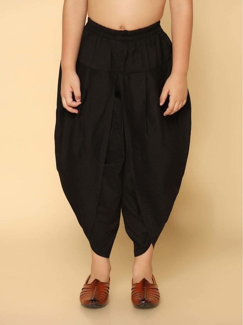 Buy Grey Silk Blend Plain Solid Kurta With Black Dhoti Pant For Boys by  Adara Khan Online at Aza Fashions.
