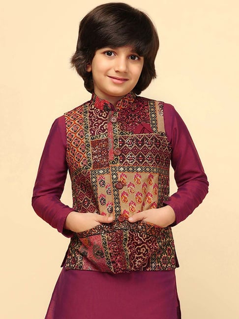 Buy KISAH Kids Multi Printed Nehru Jacket for Boys Clothing Online