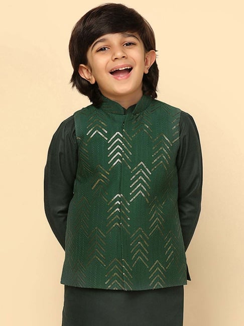 Boys Printed Nehru Jacket Set