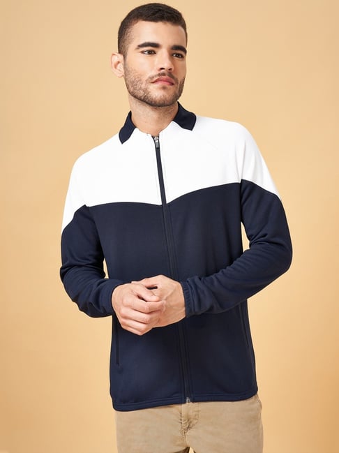 Urban Ranger by Pantaloons Navy White Regular Fit Colour Block Sweatshirt