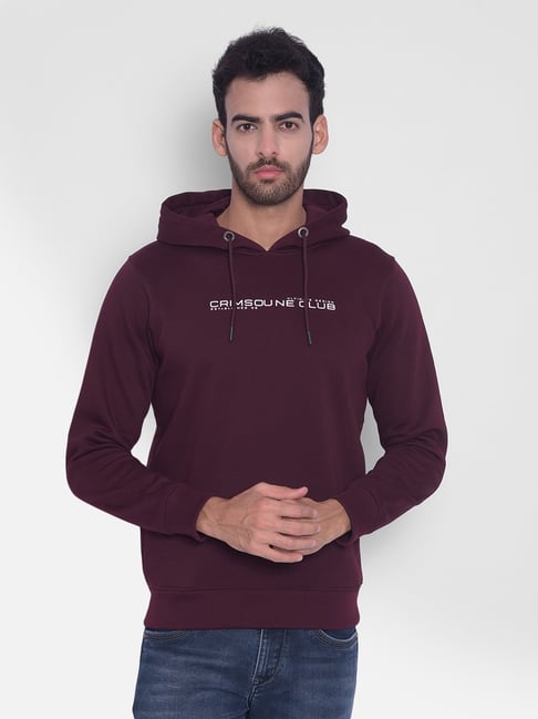 Crimsoune Club Wine Regular Fit Printed Hooded Sweatshirt-picture-24