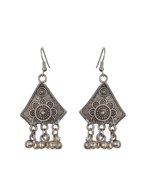 Pin by mani's hastkala on Earrings in 2023 | Fabric jewelry, Oxidised silver  jewelry, Silver jhumkas