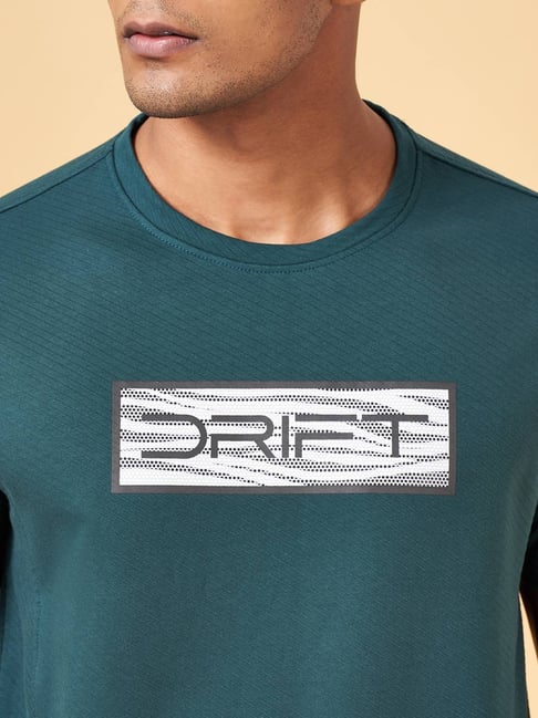 Ajile by Pantaloons Teal Slim Fit Printed T-Shirt