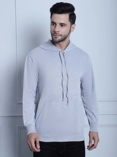 Vimal Jonney Grey Melange Regular Fit Hooded Sweatshirt-picture-16