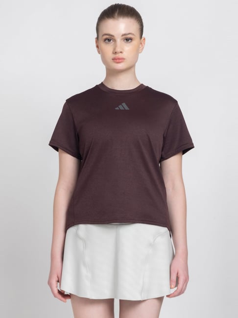 Buy adidas Brown Logo Print T Shirt for Women Online Tata CLiQ