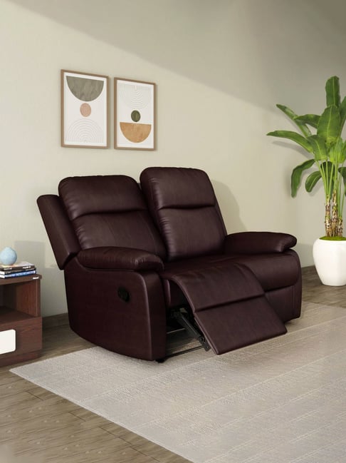 Brown Leather Leather Recliner Seater Sofa Torino Half Leather